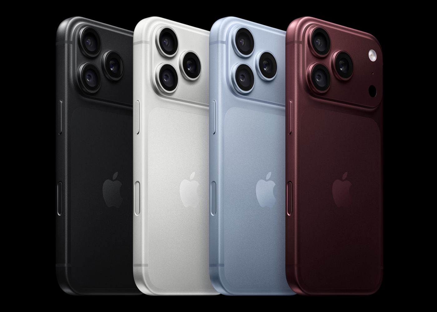 iPhone 18 Pro nas cores preto, prata, glacier e burgundy
